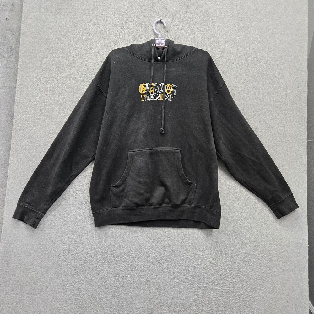 Green Day Tour 2021 Men Hoodie XL Black Skull Graphic Print Fleece Pullover